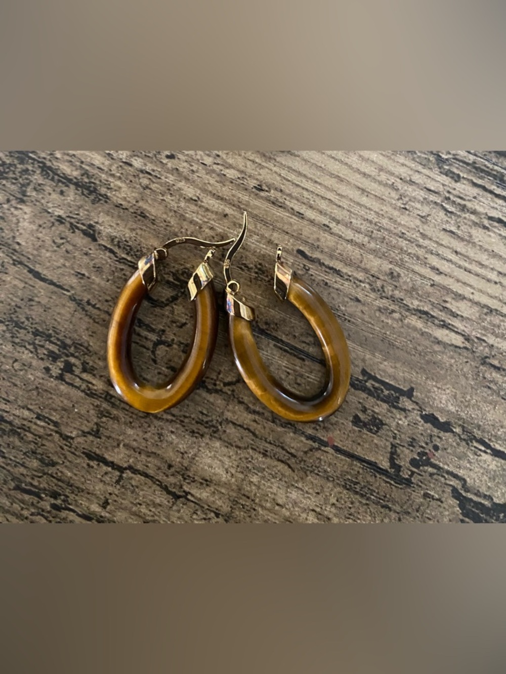 Affinity Tiger Eye Hoop Earrings with Gold Accents